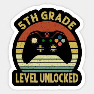 5th Grade Level Unlocked First Day of School Video Gamer Sticker